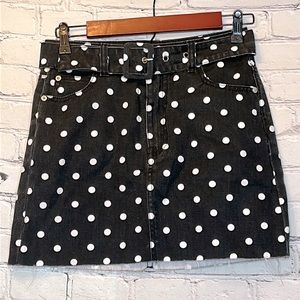 Signature8 Black & White Polka Dot Belted Skirt Size Small Brand New W/Tags